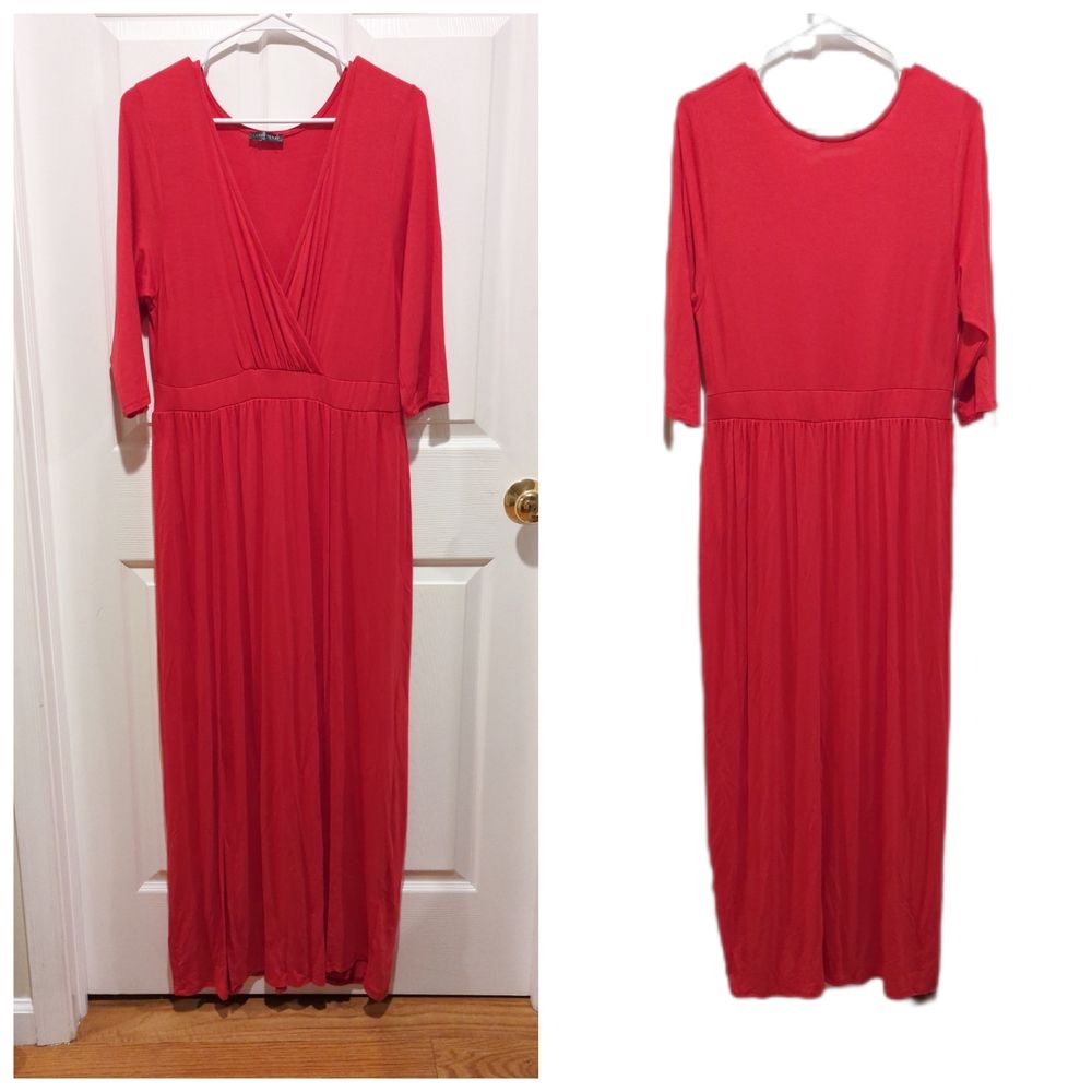 Curvy Sense Size 14 Sexy M-Slit Red Maxi Dress With Bodysuit Glam Going Out — image 2 of 8